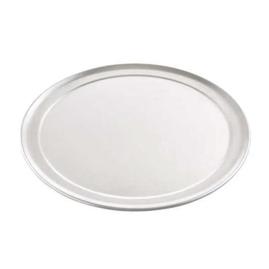 White metal pizza plate on a white background