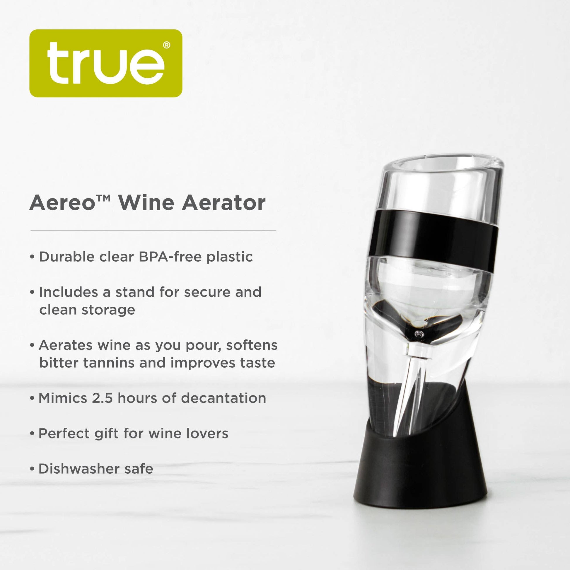 This innovative tool introduces air into your wine as you pour, enhancing the aroma, softening tannins, and creating a smoother, more balanced finish—no waiting required. It mimics the results of 2.5 hours of decanting, delivering full flavor right into your glass.