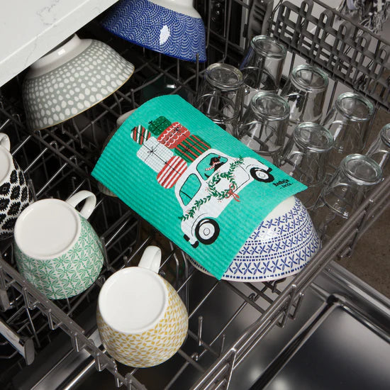 Get your holiday cleaning in gear with the Winter Wheels Dog Swedish Sponge Cloth!