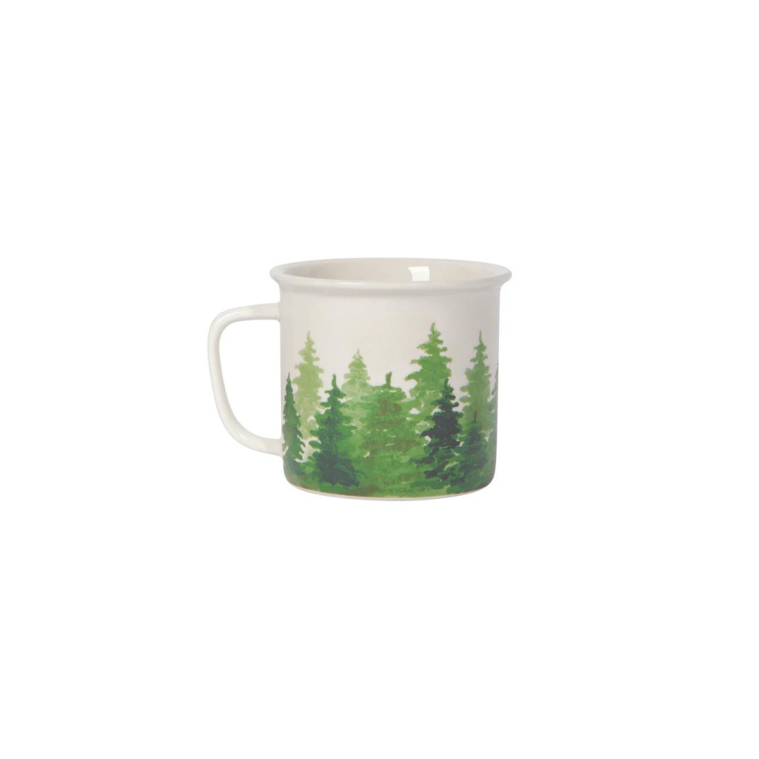 Woods Heritage Mug! Crafted from durable stoneware and styled with a classic enamel-inspired forest design