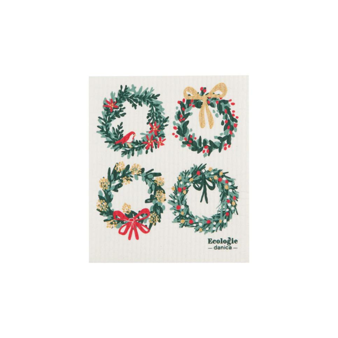  Featuring a delightful wreath design, these eco-friendly cloths are made from a cozy blend of cotton and plant-based cellulose fibers, offering a sustainable alternative to sponges, dishcloths, and paper towels. 