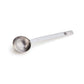 Stainless steel measuring spoon on a white background