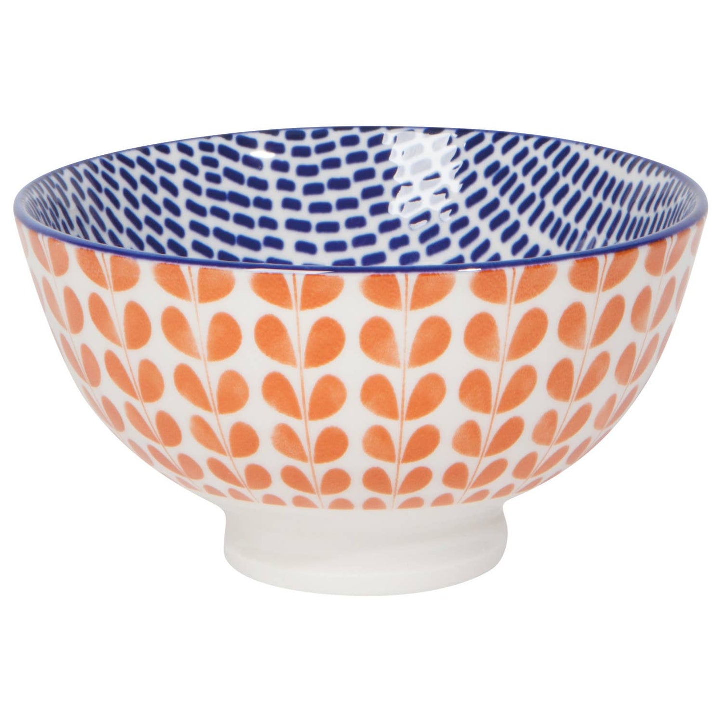 4 Inch Stamped Bowl - Orange Blue Blossom
