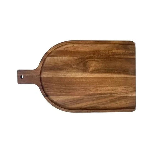 This chic shovel-style charcuterie board is perfectly proportioned and features a convenient handle for easy transport and display. Crafted from striking acacia wood, this board is jaw-droppingly gorgeous thanks to its radiant colors and offers the perfect surface for your cheeses, sandwiches, flatbreads, cured meats, nuts and dried fruits.