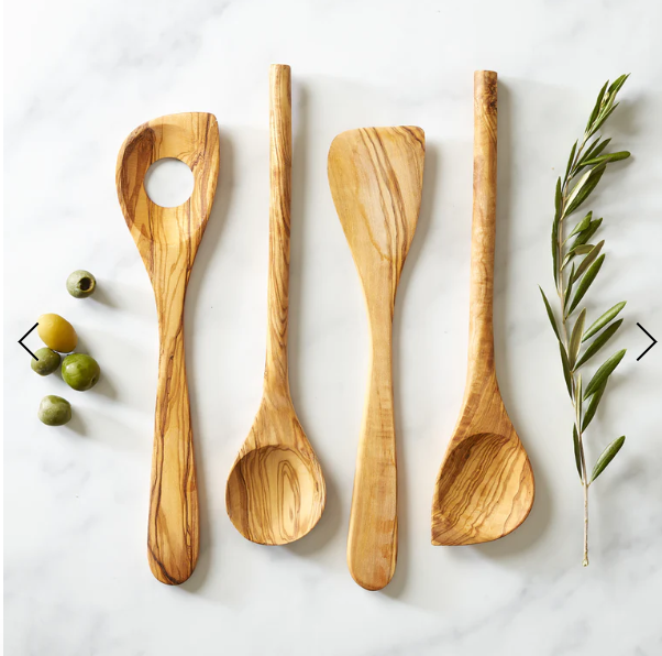 olive wood spatula along with a collection of other olivewood cooking toolsCrafted from natural olive wood, our seamless All Purpose Spatula is perfect for flipping and serving food without leaving any germs or odors behind. Hand wash and polish with food-safe oil for long-lasting use.