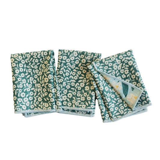 Mighty Mini Towels (Set of 3) - Reversible Nuthatch Blue Birdsong