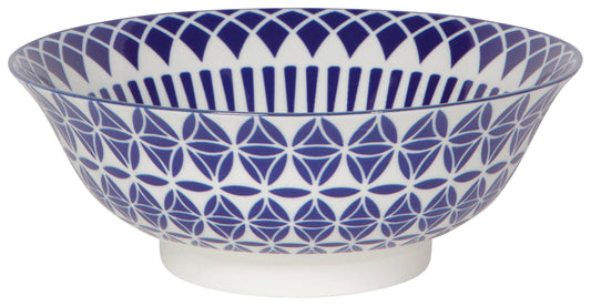 8 Inch Stamped Bowl - Geo Blue