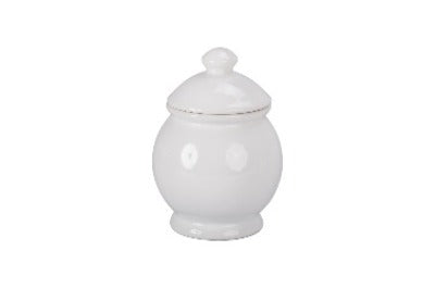 White porcelain belly sugar bowl