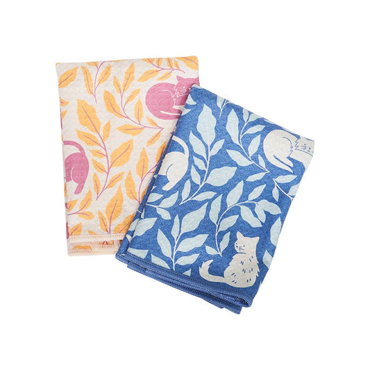 Mighty Mini Towel (Set of 3) Reversible - Nuthatch Cat Club: R Blue