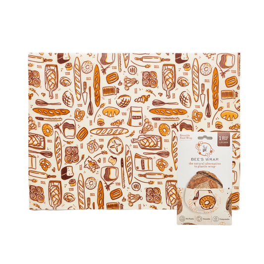 Bees wrap packaging with bread design on a white background