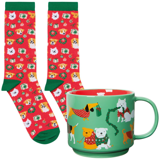 Mug & Sock Set - Holiday Hounds