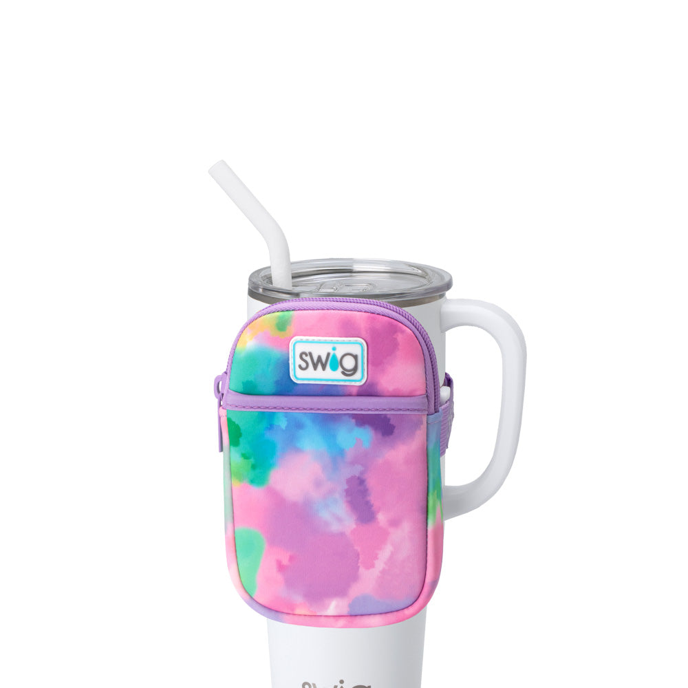 Take your tumbler to new heights with this watercolor Mega Mug Pouch. Perfect for hands-free outings, it fits essentials like ID, cards, or hair ties. Made of durable neoprene and compatible with most mugs and bottles. (Mega Mugs and Water Bottles sold separately.)