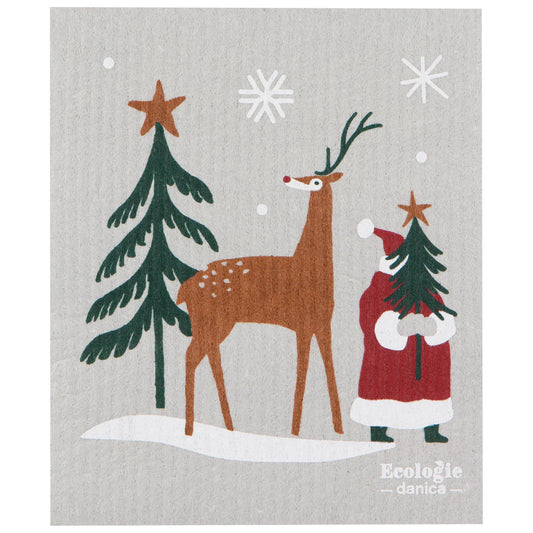 Swedish Sponge Cloth - Santa's Reindeer
