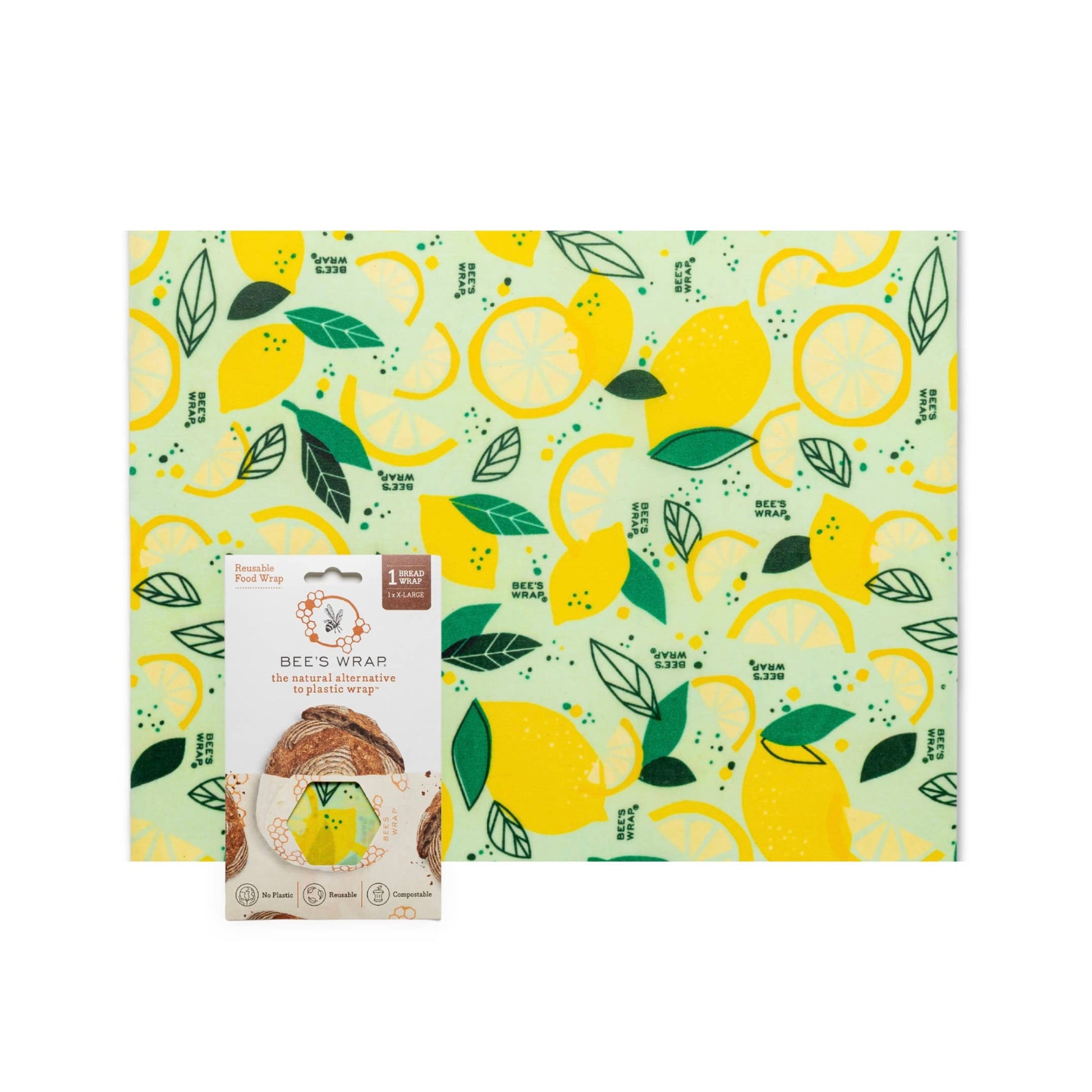 Packaging with lemon design and a smaller product package on a white background