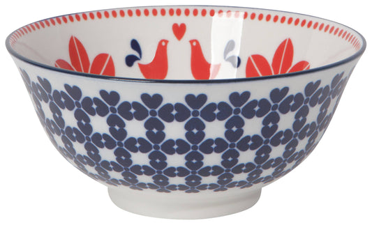 6 Inch Stamped Bowl - Navy Bird