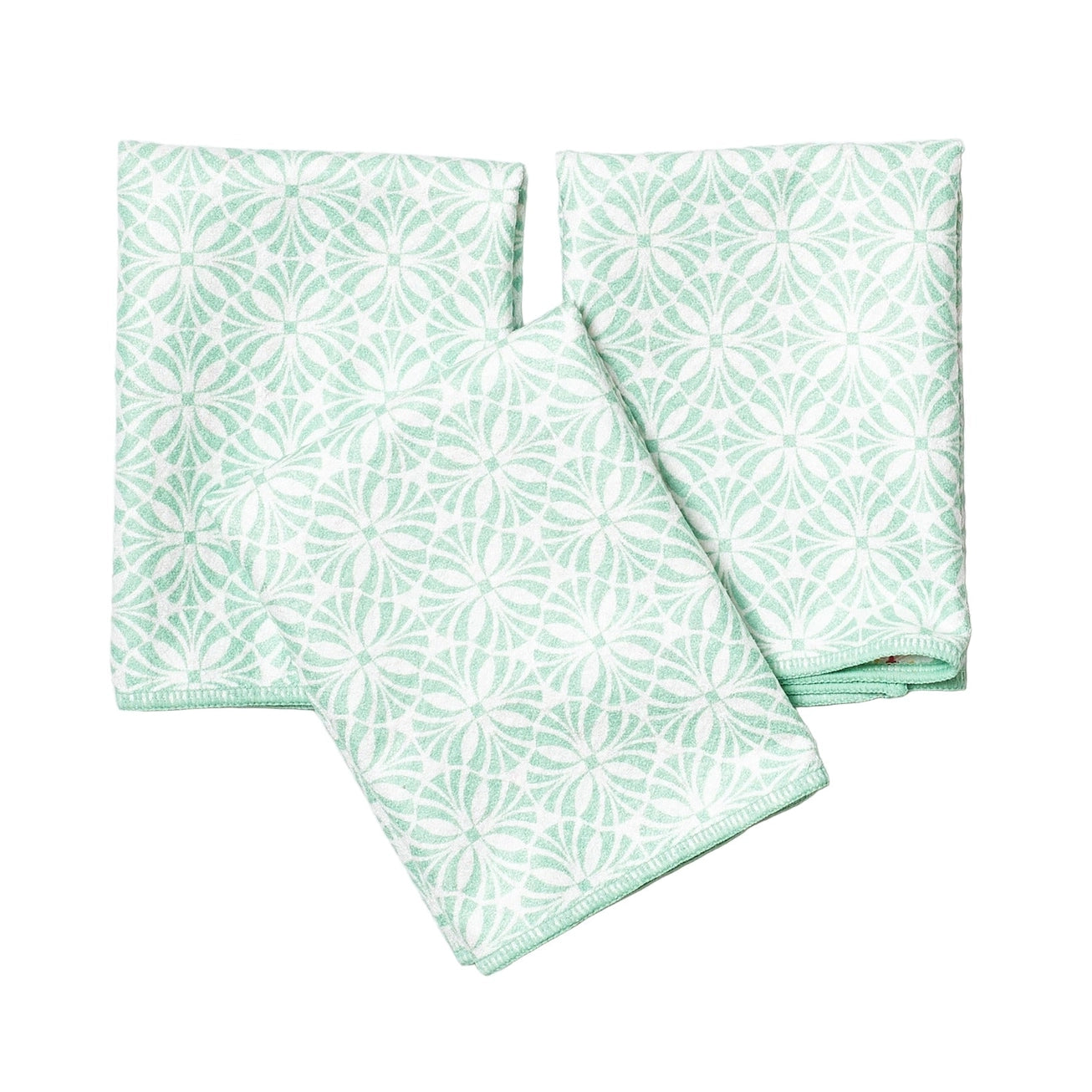 Mighty Mini Towels (Set of 3) Reversible - Cherry Blossom: Meadow Green