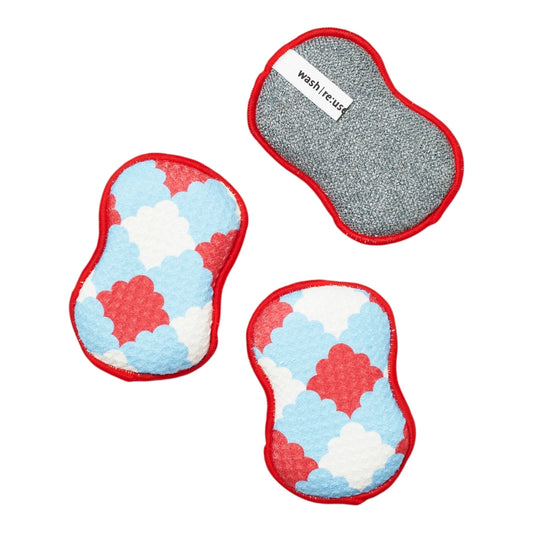 Reusable Sponges (Set of 3) - Maria Splatter: Sky Blue