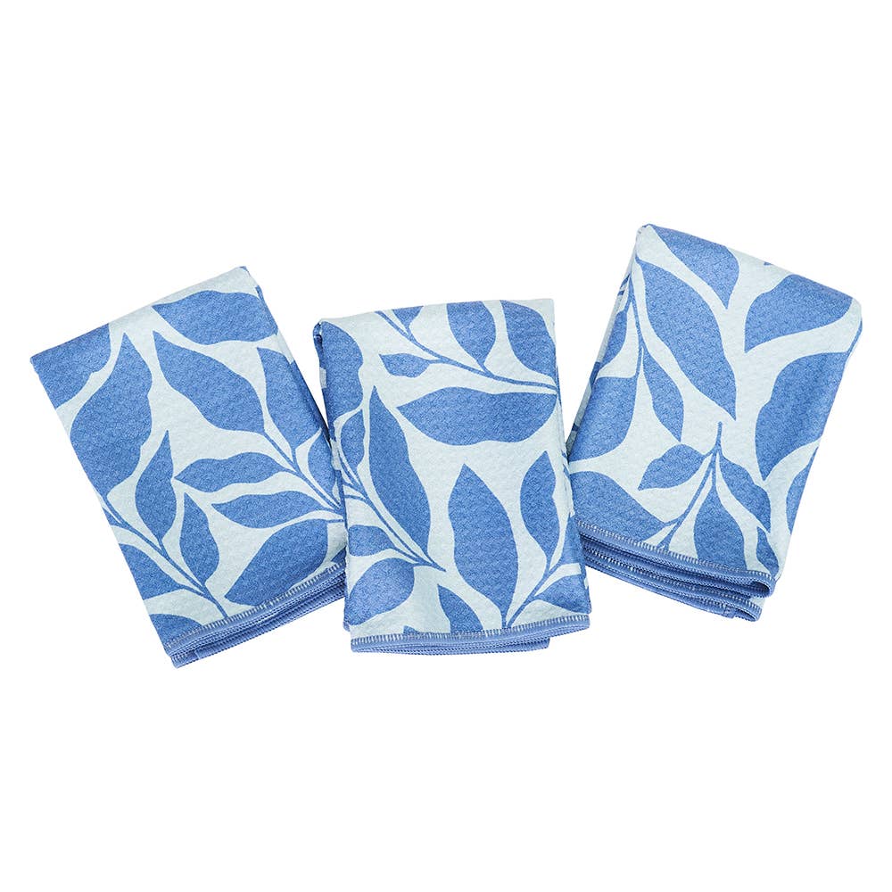 Mighty Mini Towel (Set of 3) Reversible - Nuthatch Cat Club: R Blue