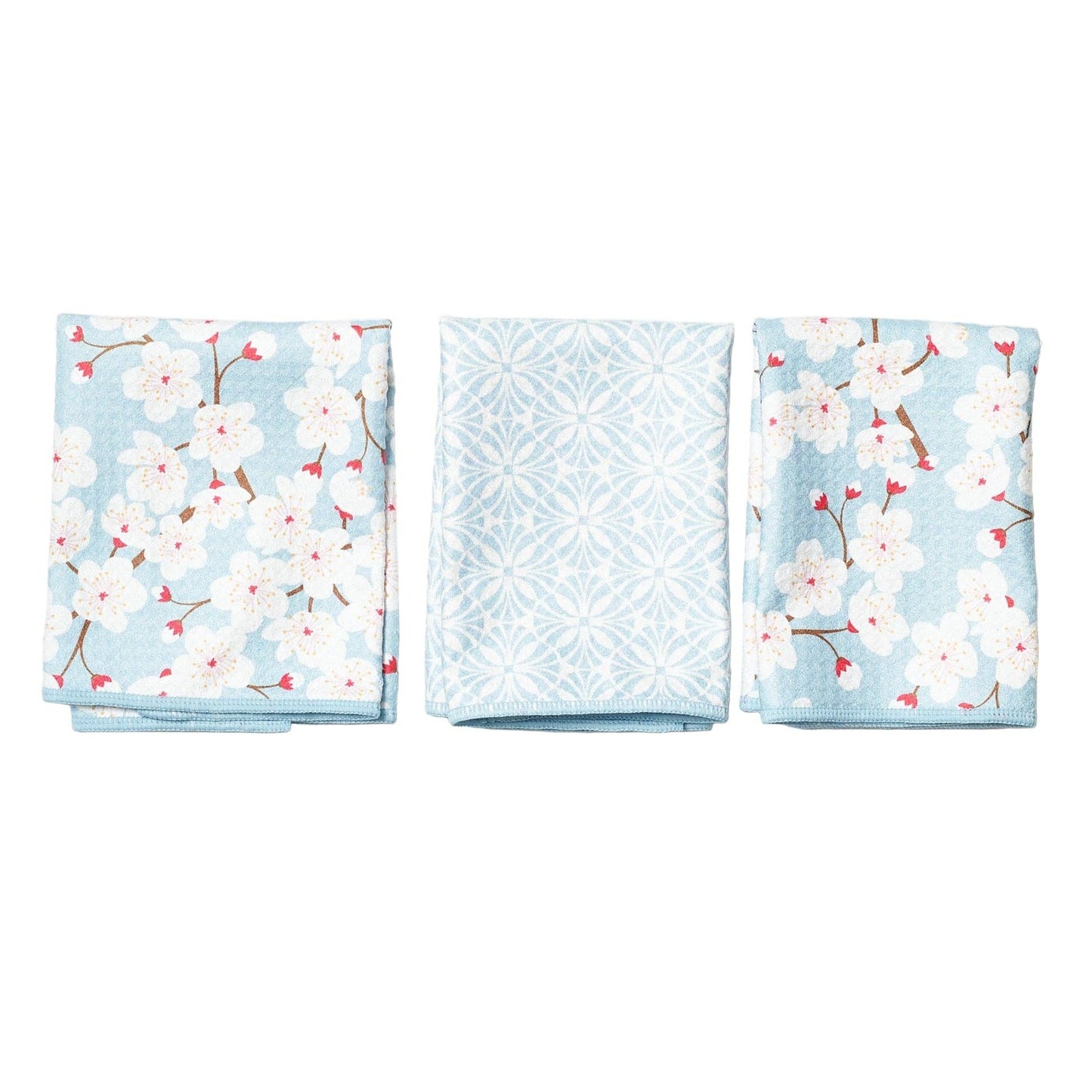 Mighty Mini Towel (Set of 3) Reversible - Cherry Blossom: Meadow Green