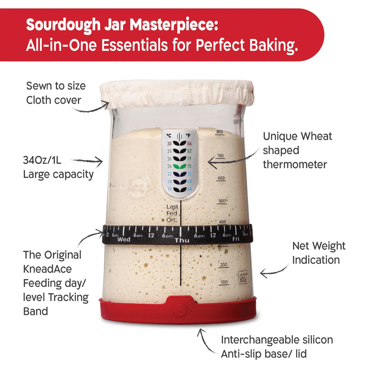 Sourdough Starter Jar Pro - 34 Oz