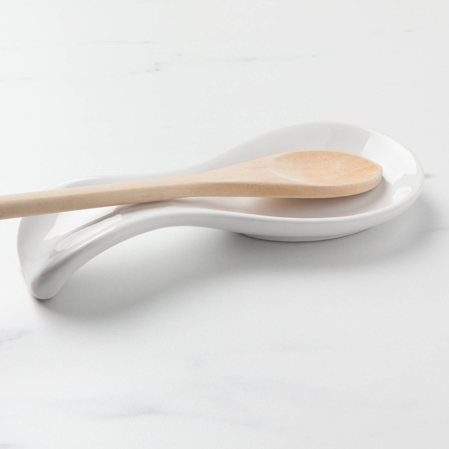 White Stoneware Spoon Rest