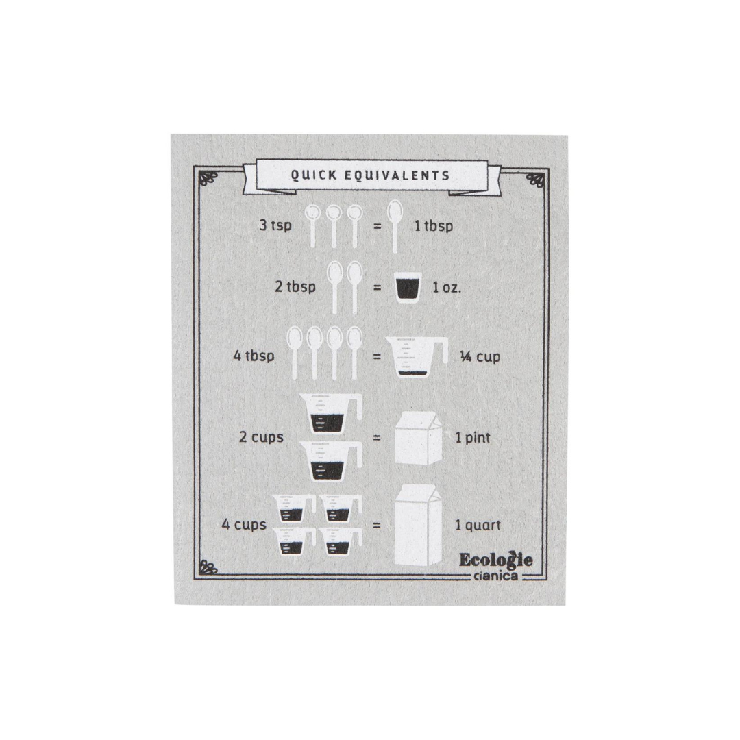 Scale recipes with precision with this Kitchen Conversions Swedish Dishcloth by Ecologie. Serving up a handy reference you can rely on as you cook, this convenient sponge cloth is your newest — and tidiest — meal-prep partner. 