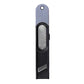 Black and gray handheld grater on a light gray background