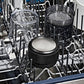 Dishwasher with a filter and spray arm in a close-up view