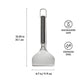 Spatula with measurements and safety icons on a white background