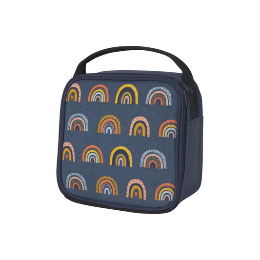 Rainbow designed insulated lunch bag is perfect for school, office, or on the go lunches.  Keeps food nice and cool with cute rainbow pattern.