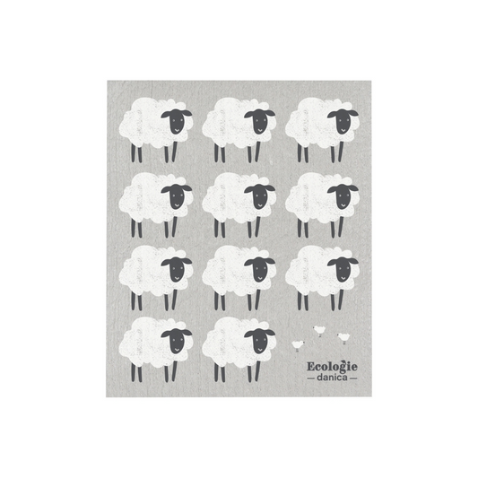 Dreamy when wet, this Counting Sheep Swedish dishcloth by Ecologie is ultra-absorbent and safe on multiple surfaces. After counting down six months of use or more, send this fluffy flock to the compost bin.