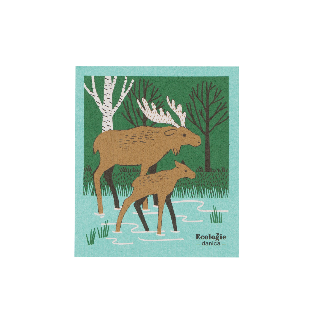 Bring the wonder of the outdoors inside with this Ecologie Moose Lake Swedish dishcloth. This versatile biodegradable sponge cloth can be used with most cleaning products to tackle your home's most challenging messes.