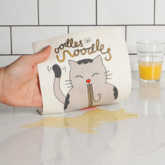 Using this Ecologie Oodles of Noodles Swedish dishcloth, it's im-pasta-ble to forget any of your cleaning needs. It's ultra-absorbent and odor-resistant for a great finish to your cleaning tasks.