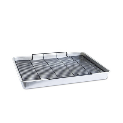 The Nordic Ware Extra Large Oven Crisp Baking Tray is your go-to baking companion for crispy, delicious dishes every time. Featuring a unique air-crisp design, you can bake all sorts of food with this tray, including roast meats, bacon, fries, and much more. Perfect for making sheet pan recipes like roasted vegetables. It ensures even heat distribution and effortless release. And with its easy-clean-up design, it's ideal for any kitchen!