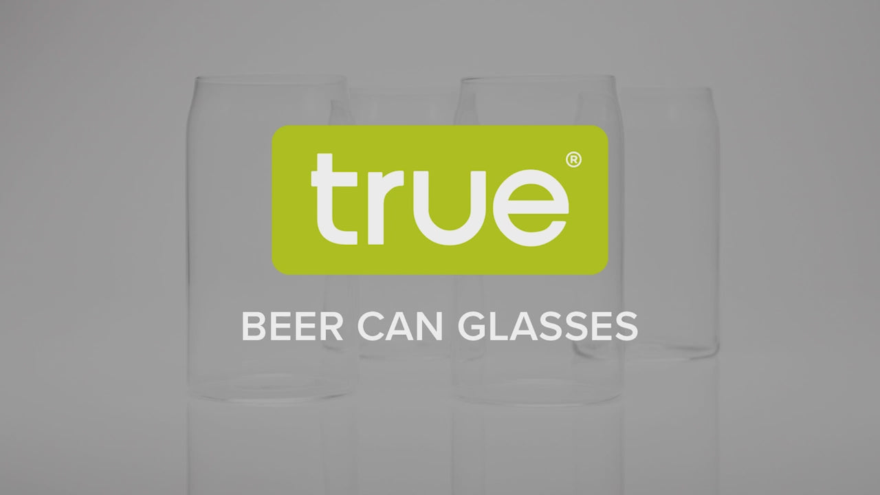 Celebrate your love of beer with this versatile beer glass shaped just like a beer can. Its streamlined shape fits maximum beer in minimum space, keeping your beer colder longer, while a tapered lip avoids spillage and holds a perfect layer of head. Holds 16 oz. Clear glass construction.